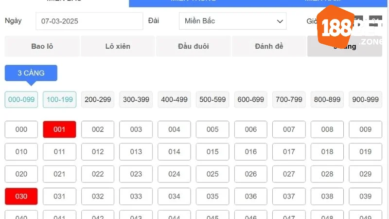 Khám phá bí quyết để chơi lô đề 3 càng 188Bet thành công 3 Các hình thức đặt cược