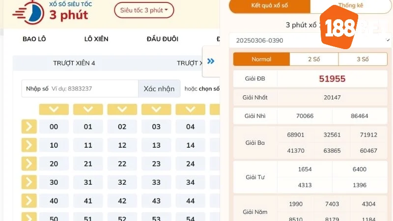 Xổ số siêu tốc – Trải nghiệm cảm giác kịch tính từng giây 188BET 3 Những lý do nên chọn Xổ số siêu tốc tại 188Bet