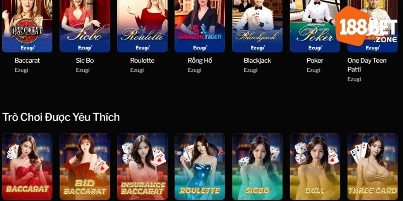 Những trò chơi đáng chú ý tại Casino 188Bet